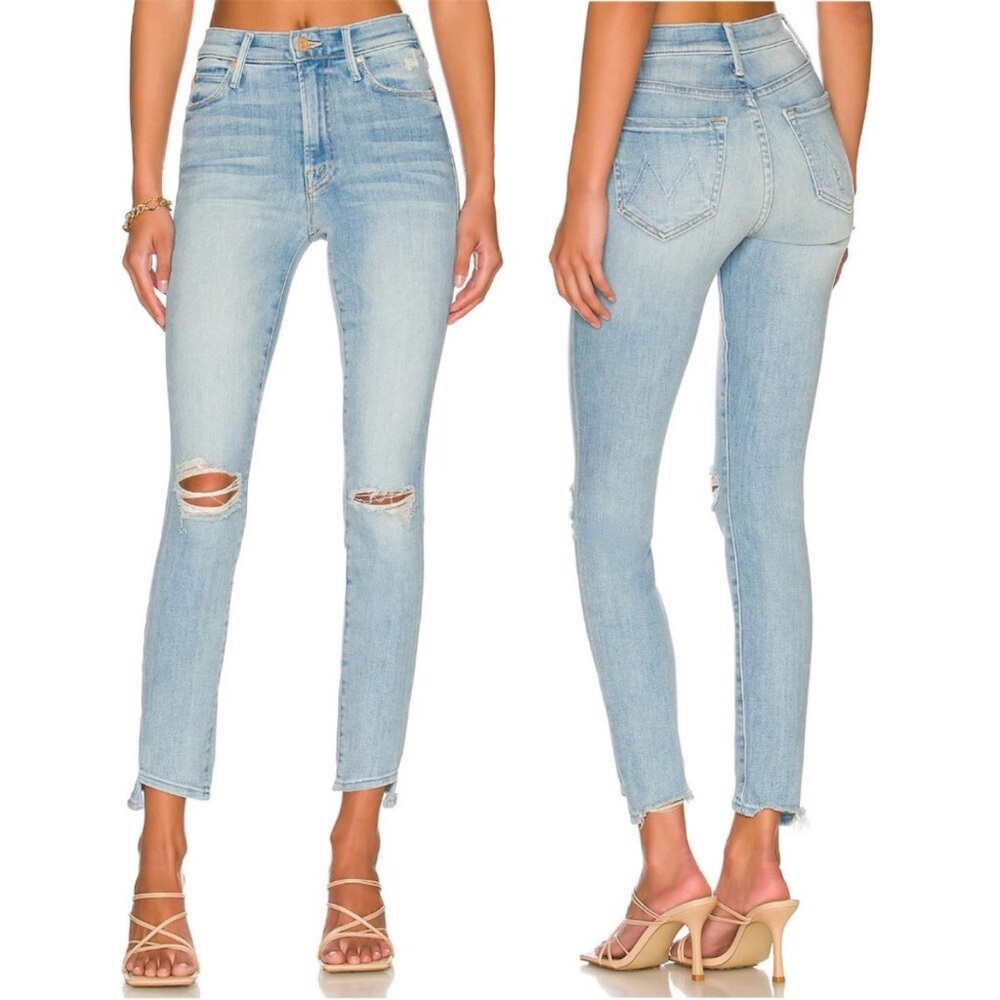 Mother the Stunner Zip Ankle Step Chew Jeans Poisoned Petals Size 27